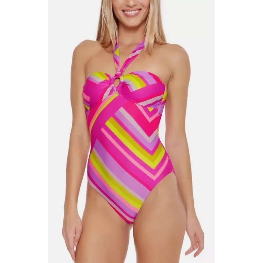 NWT Trina Turk MULTI Waltz Bandeau One Piece Swimsuit Sz‎ 12